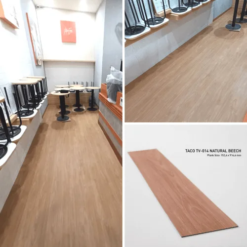 Lihat contoh pemasangan lantai vinyl motif kayu di sini