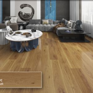 ECO FLOORING Super SPC EV 5004 Summer Oak ruang tamu modern natural hangat.