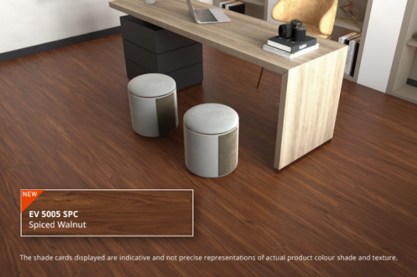 ECO FLOORING Super SPC EV 5005 Spiced Walnut home office mewah premium.