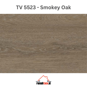 Lantai vinyl TACO Ultracore 500 SPC TV 5523 Smokey Oak motif kayu oak gelap dengan tekstur natural untuk interior modern