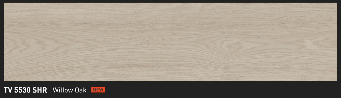 Plank lantai vinyl SPC TACO TV 5530 SHR Willow Oak dengan tekstur wood grain natural oak warna terang